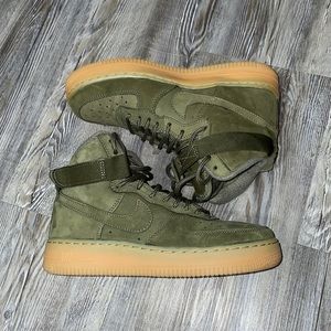 Suede Forrest green high top Air Force ones